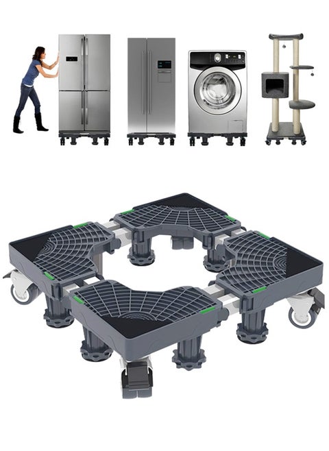 Washing Machine Stand, Fridge Stand Base with 4 Locking Wheels and 8 Strong Feet,Thickened Square Tube Design,Suitable for Washing Machines, Vertical Air Conditioners, Refrigerators, Disinfection Cabinets