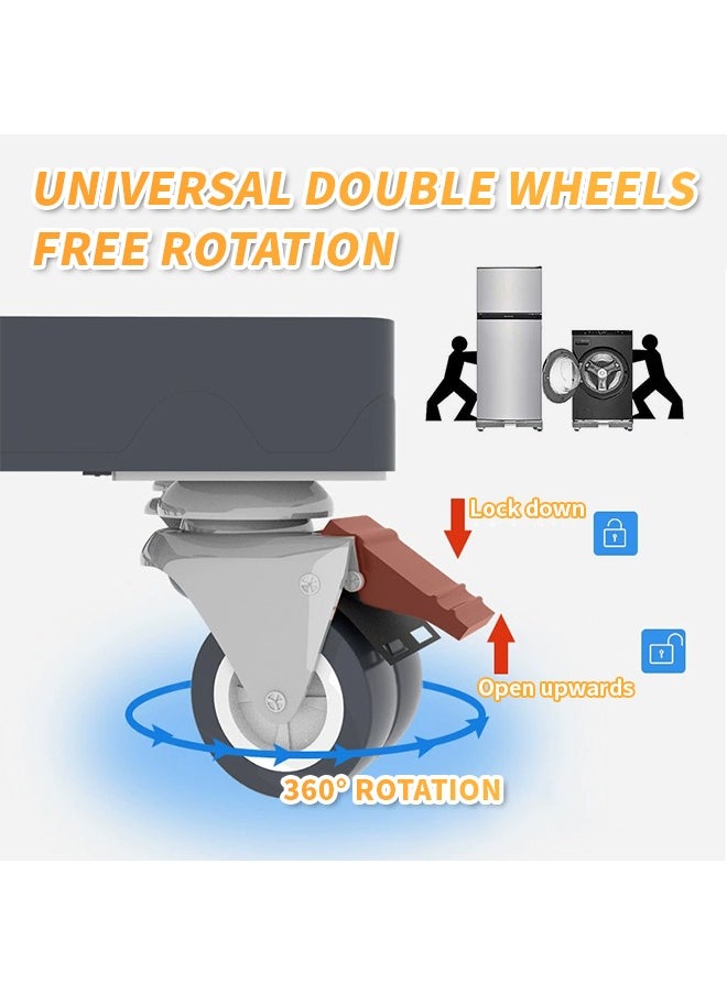 Washing Machine Stand, Fridge Stand Base with 4 Locking Wheels and 8 Strong Feet,Thickened Square Tube Design,Suitable for Washing Machines, Vertical Air Conditioners, Refrigerators, Disinfection Cabinets