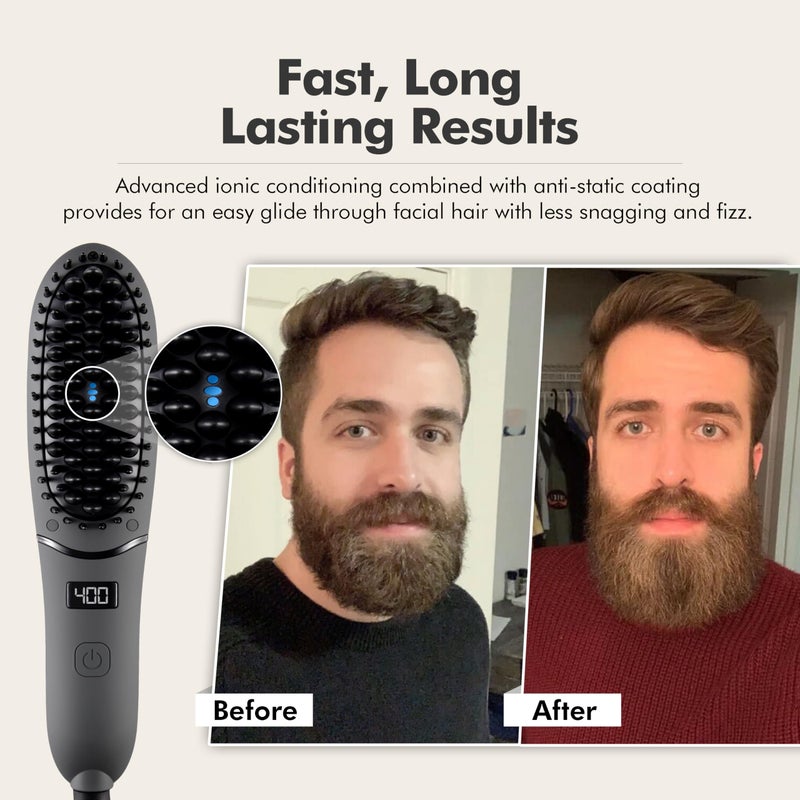 Aberlite Pocket - Compact Beard Straightener for Men - Ionic & Anti-Scald Technology - Beard Straightening Heat Brush Comb Ionic - for Home and Travel - Image 4