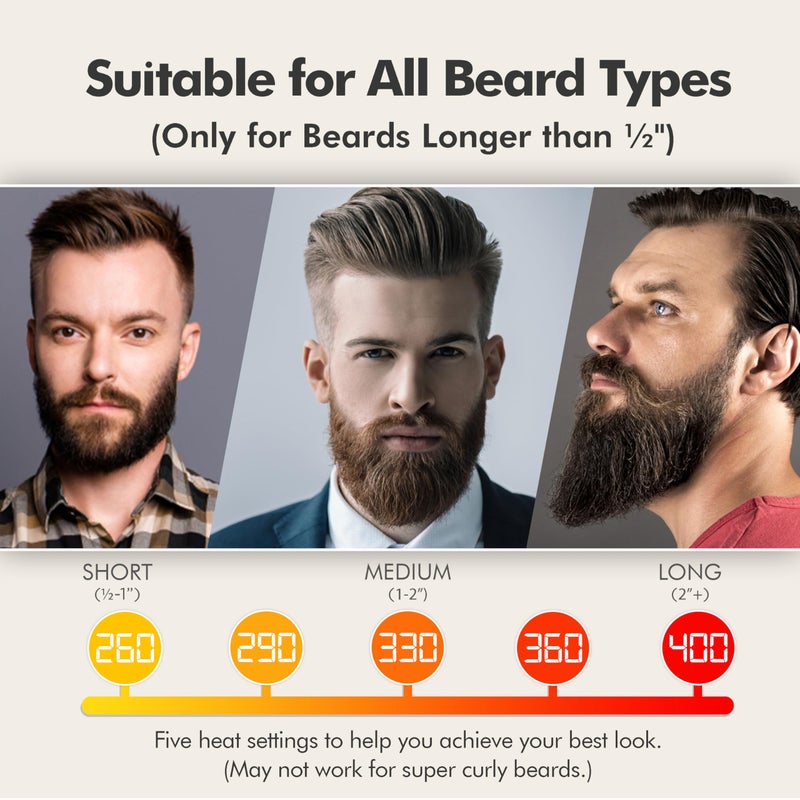 Aberlite Pocket - Compact Beard Straightener for Men - Ionic & Anti-Scald Technology - Beard Straightening Heat Brush Comb Ionic - for Home and Travel - Image 3