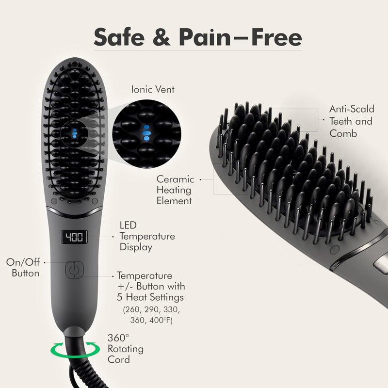 Aberlite Pocket - Compact Beard Straightener for Men - Ionic & Anti-Scald Technology - Beard Straightening Heat Brush Comb Ionic - for Home and Travel - Image 5