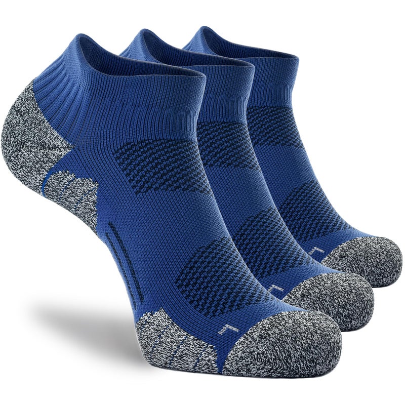 CWVLC Unisex Cushioned Compression Athletic Ankle Socks Multipack, 3-pairs Royal, L (10.5-13 W US/ 9-11.5 M US) - Image 1