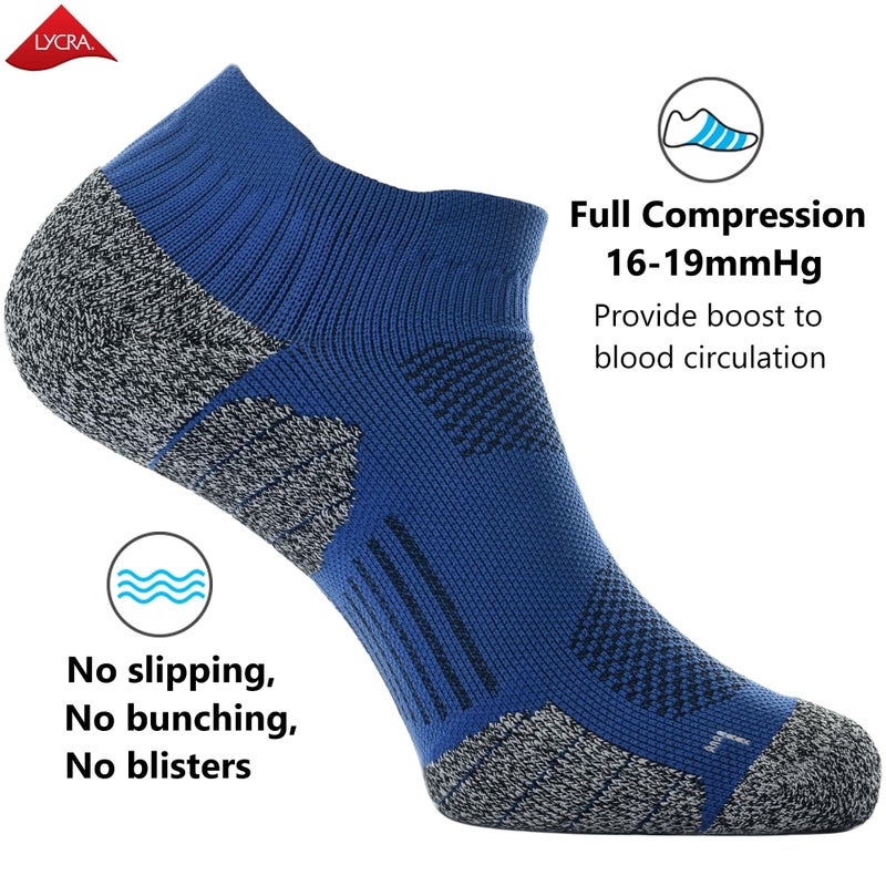 CWVLC Unisex Cushioned Compression Athletic Ankle Socks Multipack, 3-pairs Royal, L (10.5-13 W US/ 9-11.5 M US) - Image 3