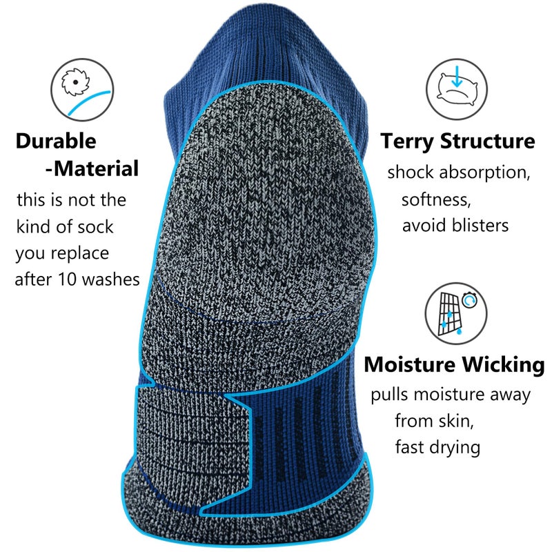 CWVLC Unisex Cushioned Compression Athletic Ankle Socks Multipack, 3-pairs Royal, L (10.5-13 W US/ 9-11.5 M US) - Image 4