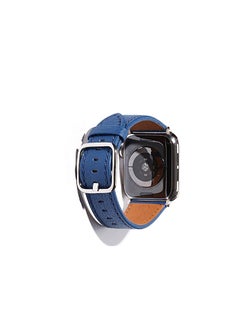 Apple Watch Leather Bands, Suitable for Women/Man Apple Watch Band with Apple Watch 45mm 41mm 44mm 40mm 42mm 38mm (Blue)