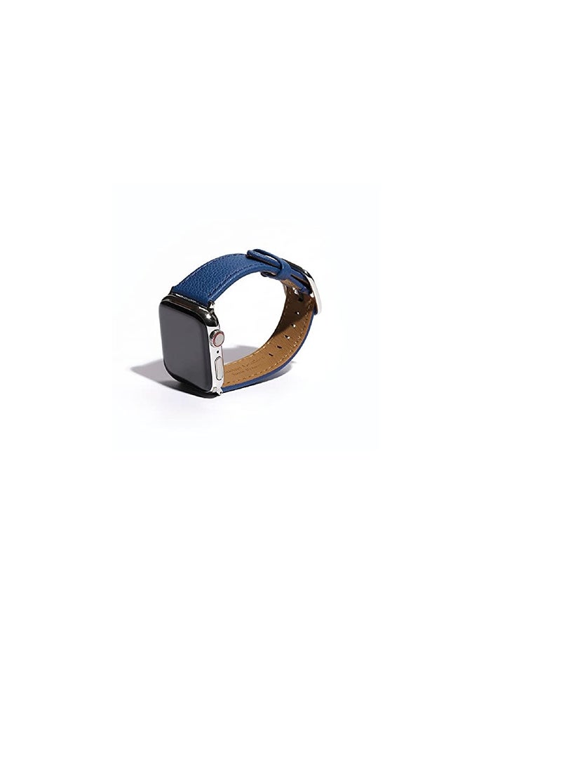 Excefore - Apple Watch Leather Bands, Suitable for Women/Man Apple Watch Band with Apple Watch 45mm 41mm 44mm 40mm 42mm 38mm (Blue) - Image 1