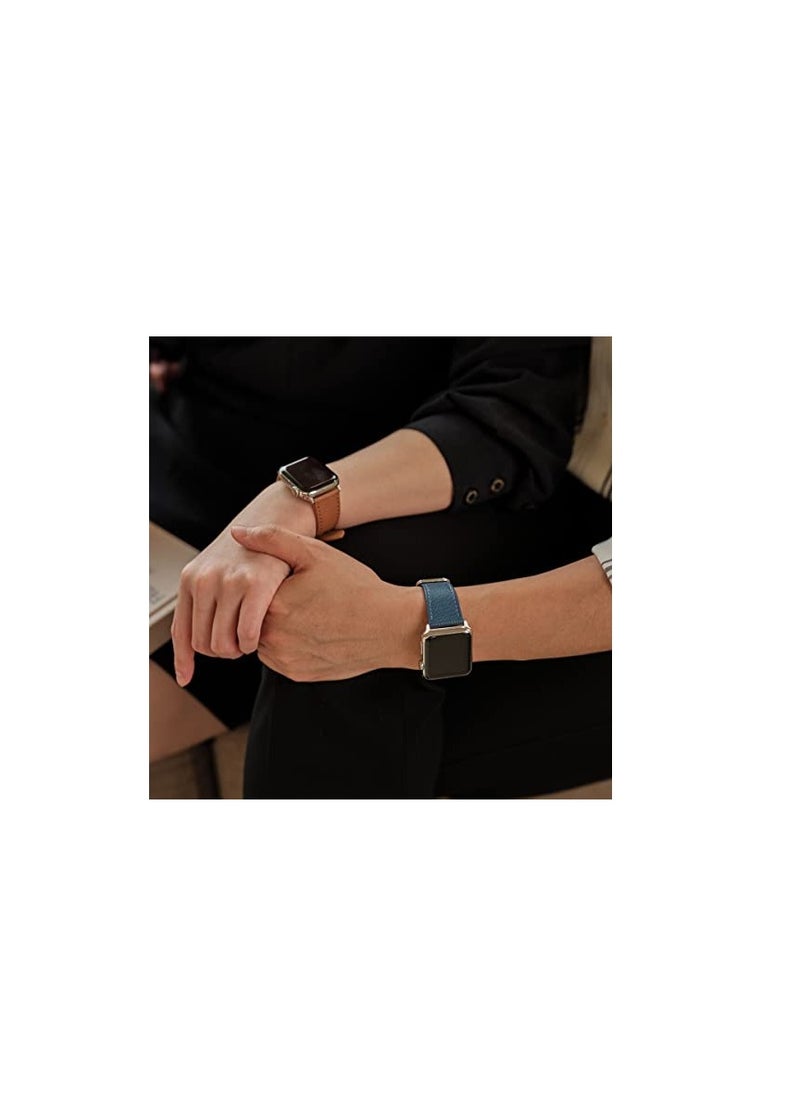 Excefore - Apple Watch Leather Bands, Suitable for Women/Man Apple Watch Band with Apple Watch 45mm 41mm 44mm 40mm 42mm 38mm (Blue) - Image 1