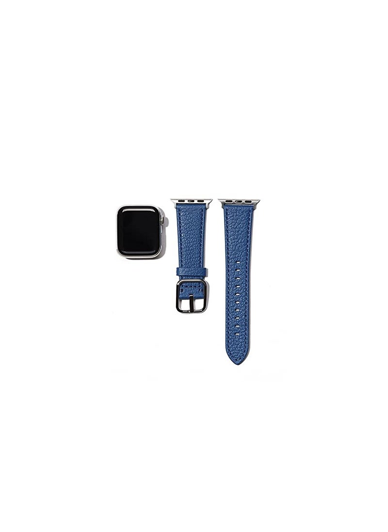 Excefore - Apple Watch Leather Bands, Suitable for Women/Man Apple Watch Band with Apple Watch 45mm 41mm 44mm 40mm 42mm 38mm (Blue) - Image 1