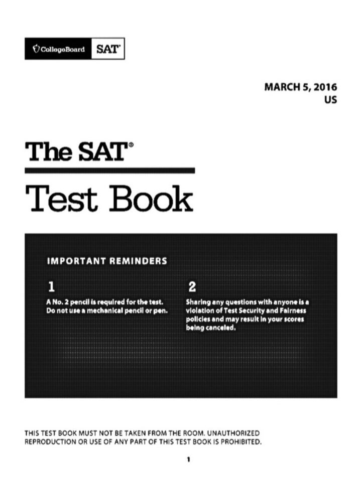 SAT Test Book - Year 2016 Writing and Language (Version 1.1)  - Image 2