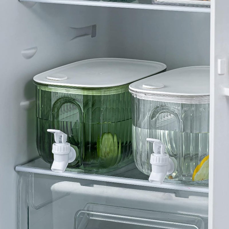 Tnfeeon Cold Water Drink Bucket, 2.5 Gallon Smooth Water Drainage Drink Dispenser Large Capacity Clear Beverage Container with Faucet for Fridge (Transparent White) - Image 5