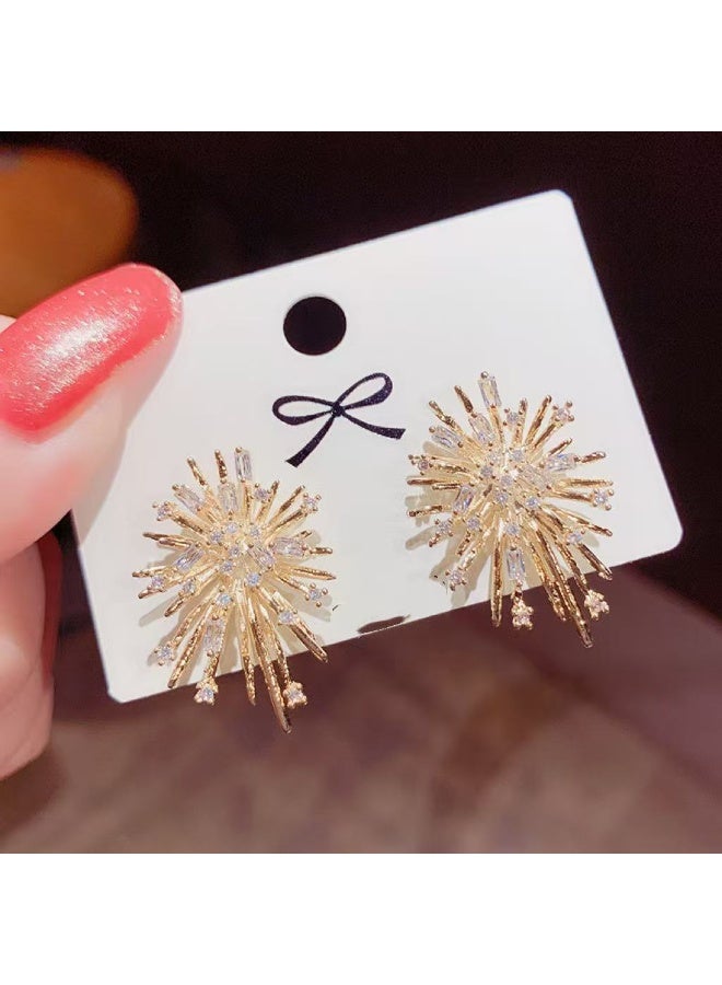 Goolsky أقراط زيركون فايرورك الفاخرة - أقراط كوبية زيركونيا على شكل نجمة أنيقة للنساء، مجوهرات فاخرة صغيرة، يومية/حفلات - Image 4