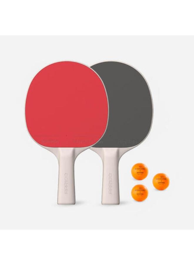 PONGORI Set of 2 Durable Bats + 3 Table Tennis Balls - Set PPR 100 - Image 1