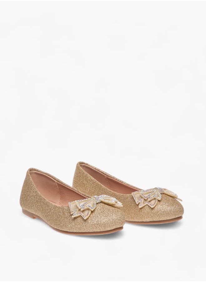 Flora Bella By Shoexpress Girls Bow Embellished Slip-On Ballerina Shoes Ramadan Collection  - Image 2
