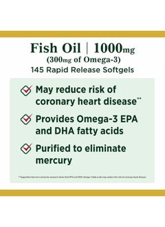 NATURE'S BOUNTY Fish Oil Omega-3 1000 mg Softgels 145 ea  - Image 3