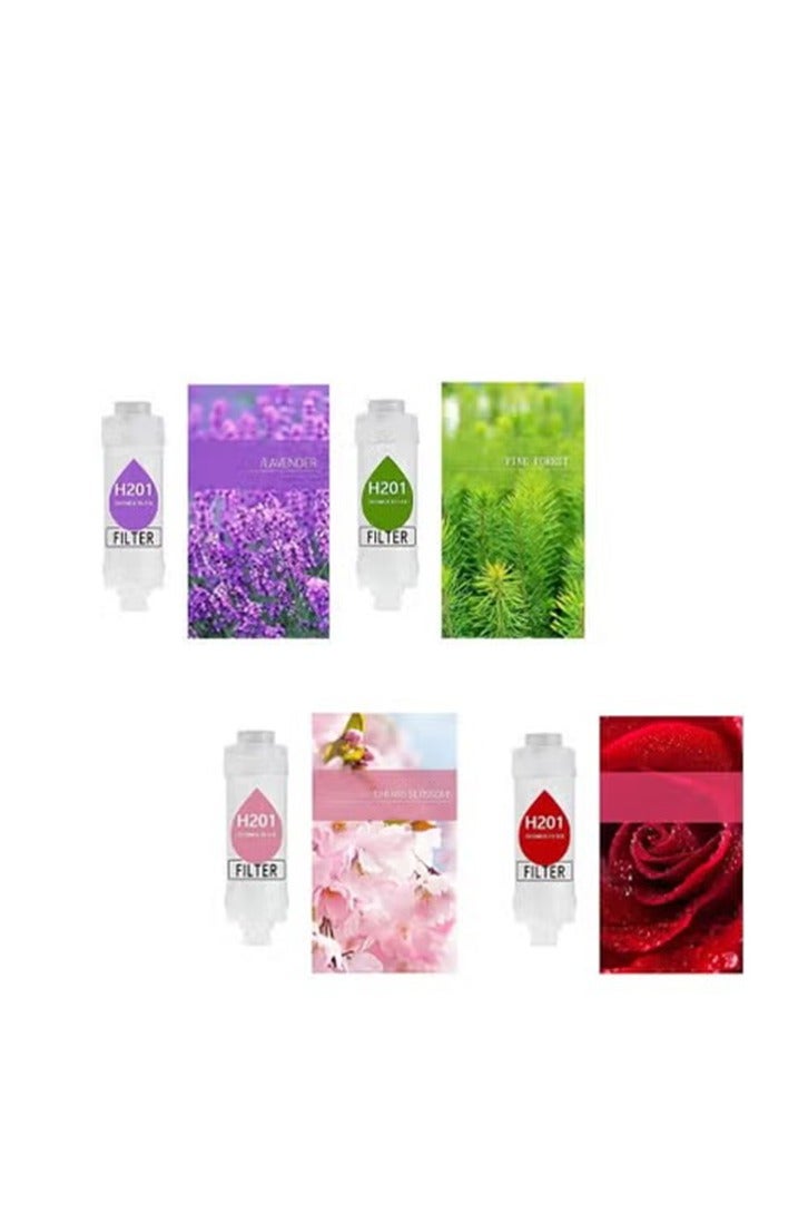 4pcs Vitamin C Shower Filter, Shower Head Filter to Remove Chlorofluoride Deposits, Water Purifier with Beads, Helps Relieve Dry Skin and Hair Loss, Easy to Install (Rose+Lavender Scent+Lemon+Peach) - Image 1