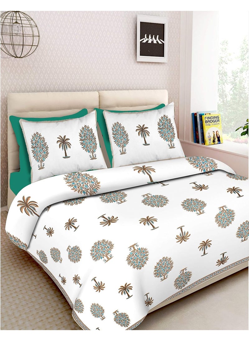 Queenie Queenie Brand Super King Size 100 x 108 100% Pure Cotton Double Bedsheet with 2 Pillow Covers-KAZURANAR-Gry  - Image 2