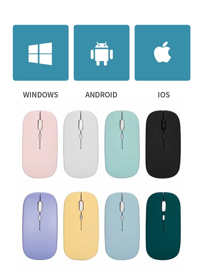 Wireless Bluetooth Mouse, Bluetooth 5.1 + USB, 2.4GHz Rechargeable Silent Bluetooth Wireless Mouse, Cputer Mice with USB Receiver(Silver) - Image 2