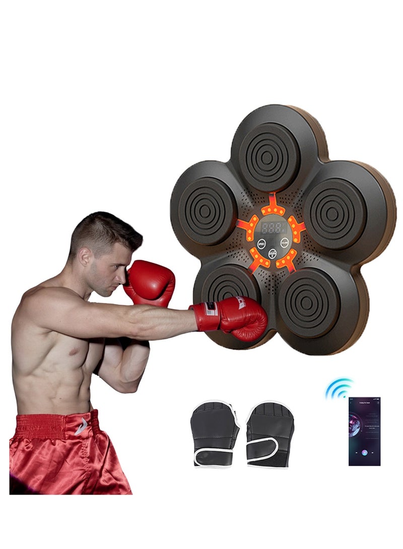 Music Boxing Machine with Boxing Gloves, Bluetooth Wall Mounted Boxing Game, Intelligent Punching Target,Electronic Boxing Target Workout Punching Equipment for Adults and Kids - Image 1