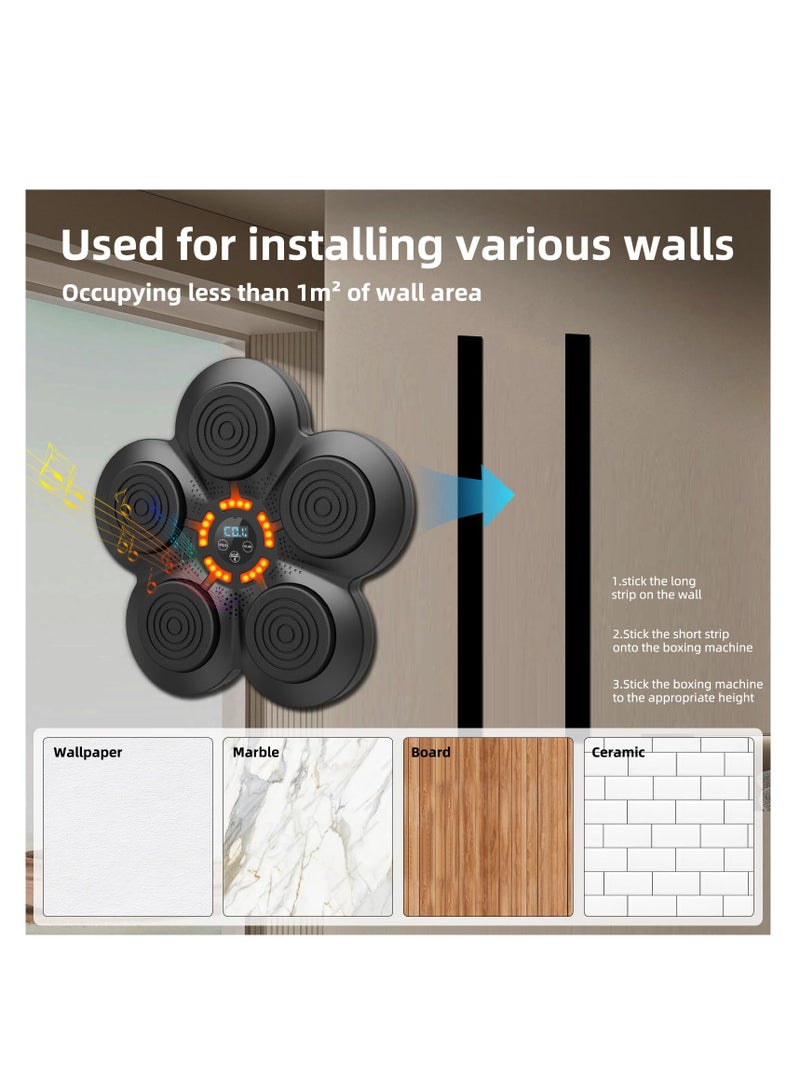 Music Boxing Machine with Boxing Gloves, Bluetooth Wall Mounted Boxing Game, Intelligent Punching Target,Electronic Boxing Target Workout Punching Equipment for Adults and Kids - Image 4