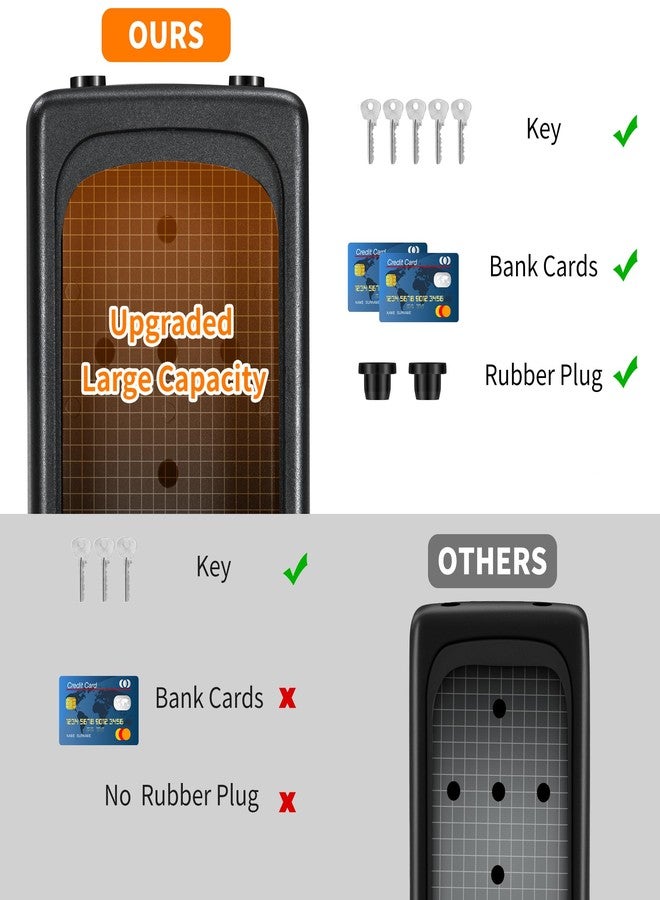 Fayleeko صندوق قفل مفاتيح جداري، صندوق قفل محمول لمفاتيح المنزل، سعة 5 مفاتيح، مقاوم للعوامل الجوية، قابل لإعادة ضبط الرمز، صندوق أمان لمفاتيح المنزل للاستخدام الداخلي والخارجي، المرآب، الحديقة، المتجر (عبوة واحدة، أسود) - Image 4