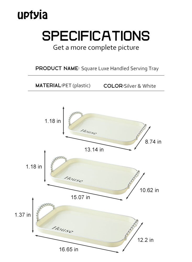 أوبتيا مجموعة من 3 أطباق تقديم مع مقابض صينية تقديم كبيرة مستطيلة قابلة لإعادة الاستخدام للترفيه حفل عشاء زفاف زينة - Image 5