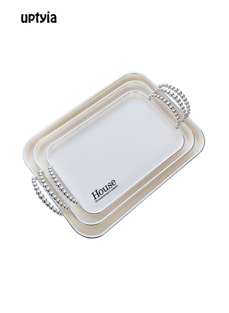 أوبتيا مجموعة من 3 أطباق تقديم مع مقابض صينية تقديم كبيرة مستطيلة قابلة لإعادة الاستخدام للترفيه حفل عشاء زفاف زينة - Image 1