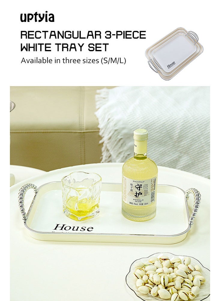 أوبتيا مجموعة من 3 أطباق تقديم مع مقابض صينية تقديم كبيرة مستطيلة قابلة لإعادة الاستخدام للترفيه حفل عشاء زفاف زينة - Image 3