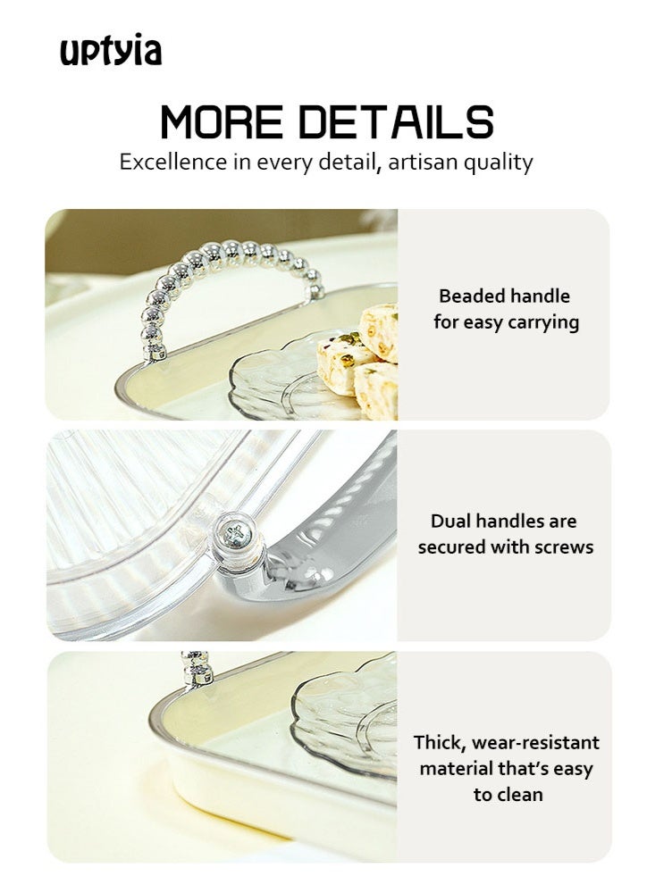 أوبتيا مجموعة من 3 أطباق تقديم مع مقابض صينية تقديم كبيرة مستطيلة قابلة لإعادة الاستخدام للترفيه حفل عشاء زفاف زينة - Image 4