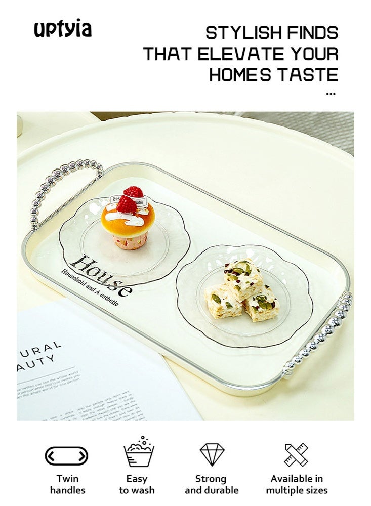 أوبتيا مجموعة من 3 أطباق تقديم مع مقابض صينية تقديم كبيرة مستطيلة قابلة لإعادة الاستخدام للترفيه حفل عشاء زفاف زينة - Image 2