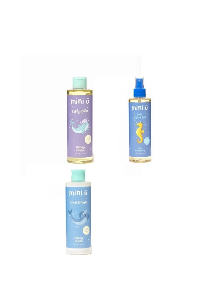 Mini U Honey Cream Shampoo and Conditioner with Wild Berry Curl Activator: Nourish, Strengthen, with Our Premium Hair Care Trio. - Image 1