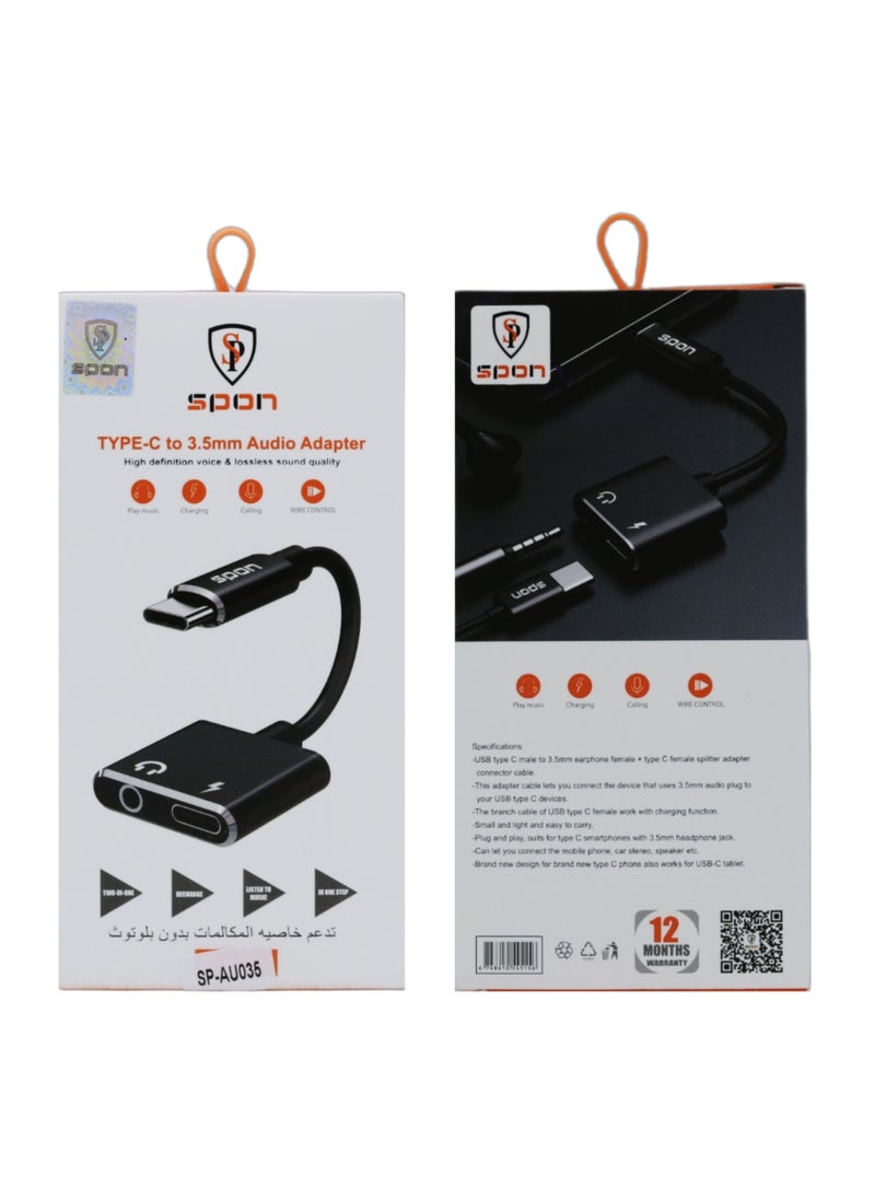 SPON Type-C extension, two outputs, headphones and charger, brand SPON  - Image 2