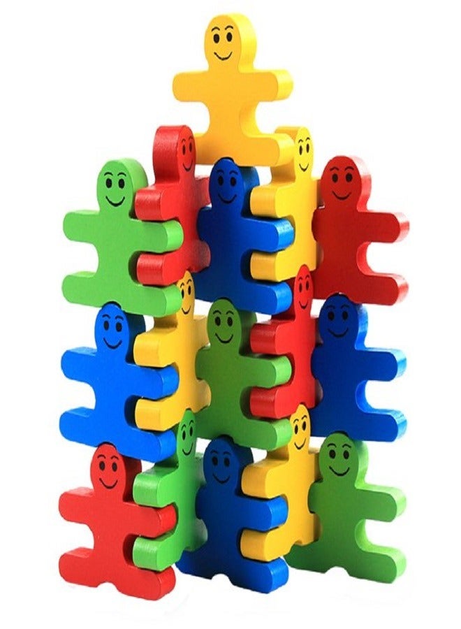 16pcs Balance Villain Blocks Educational Wooden Stacking Colorful Building Blocks for Kids Toddler Children - Image 1
