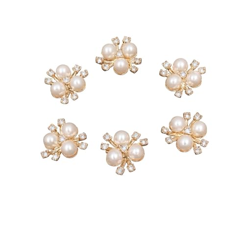 Vrindavanstore.in Golden Pearl Hair Bits for Women & Girls (Set of 6) | 3-Bead Floral Design | Elegant Hair Accessories for Bun, Braid & Party Hairstyles - Image 1