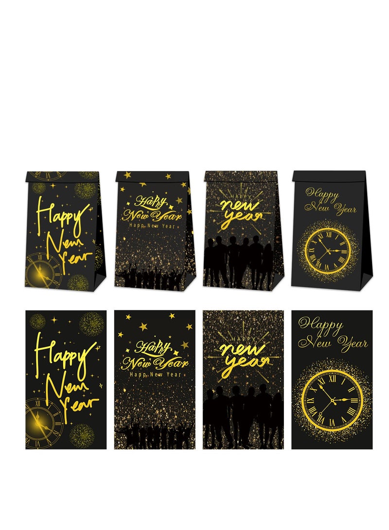 Generic 12 Pack Happy New Year Gift Bags with 18 Pcs Happy New Year Stickers, Happy New Years Eve Party Favors Candy Treat Goodie Bags for New Years Eve Party Supplies Decorations 2025  - Image 2