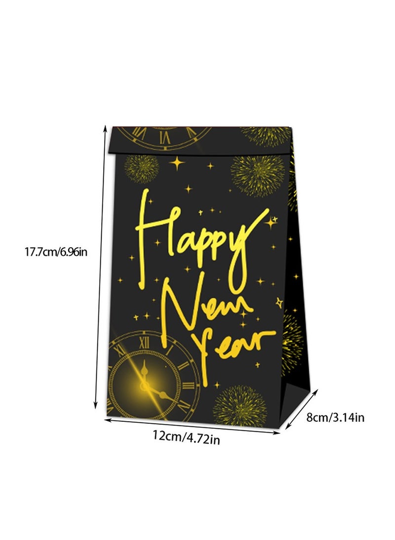 Generic 12 Pack Happy New Year Gift Bags with 18 Pcs Happy New Year Stickers, Happy New Years Eve Party Favors Candy Treat Goodie Bags for New Years Eve Party Supplies Decorations 2025  - Image 4