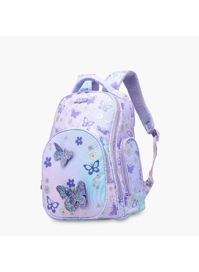 سكيلار Backpack-Butterfly-Color Changing Feture-2 Cmprt- (Polyester) Light Purple \ 21X7.5X10