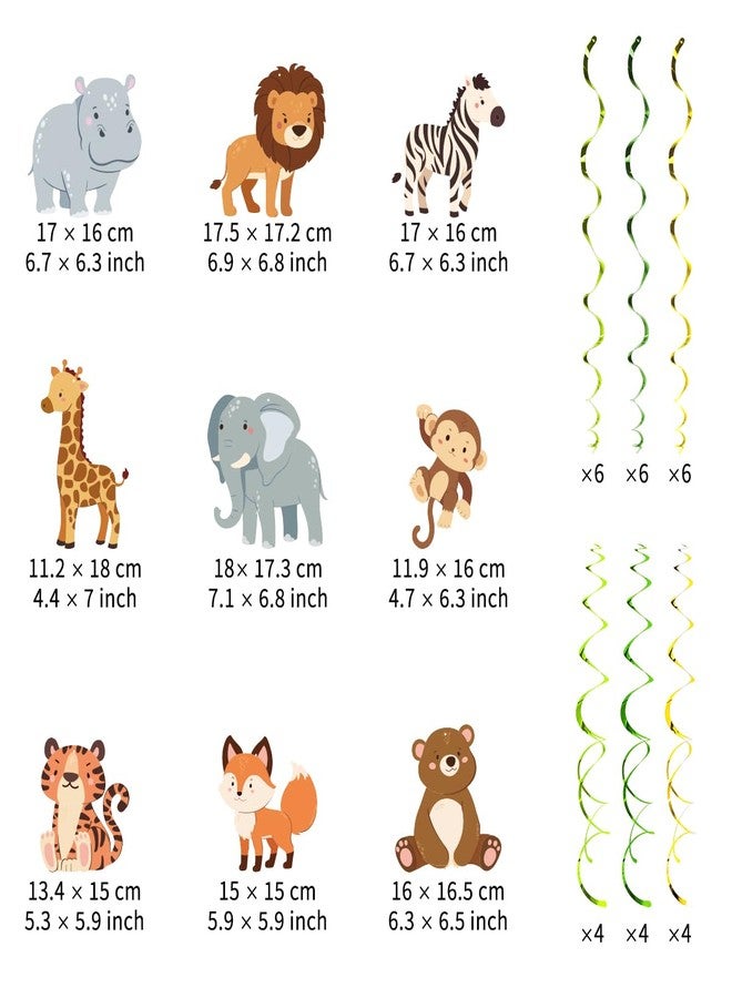 AimtoHome Safari Animal Party Streamers, 48 Pcs Jungle Theme Hanging Swirl Decorations - Hippo, Lion, Zebra & More for Birthday, Holiday, Classroom & Party Decor - Image 2