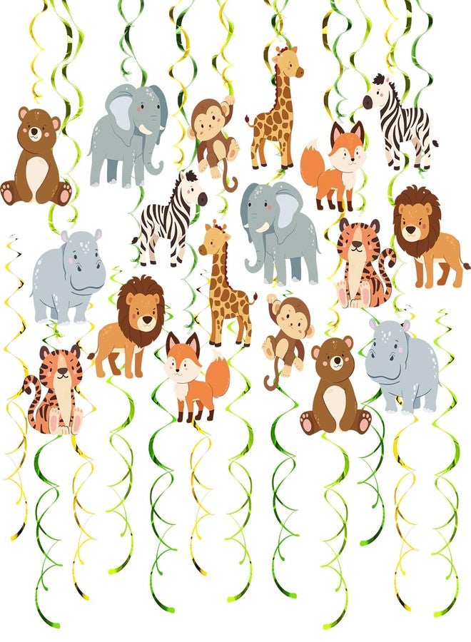 AimtoHome Safari Animal Party Streamers, 48 Pcs Jungle Theme Hanging Swirl Decorations - Hippo, Lion, Zebra & More for Birthday, Holiday, Classroom & Party Decor - Image 1