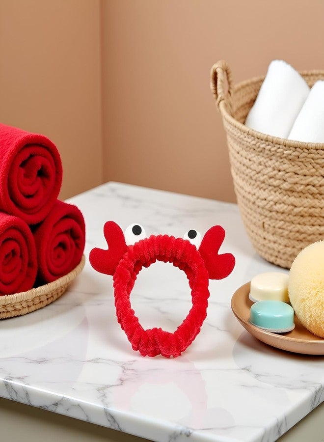 Pxiryanlow 1 Pc Red Crab Face Wash Headband Cute Soft Facial Makeup Hair Band Elastic Head Band Creative Hair Accessorie for Women Skincare Shower - Image 2