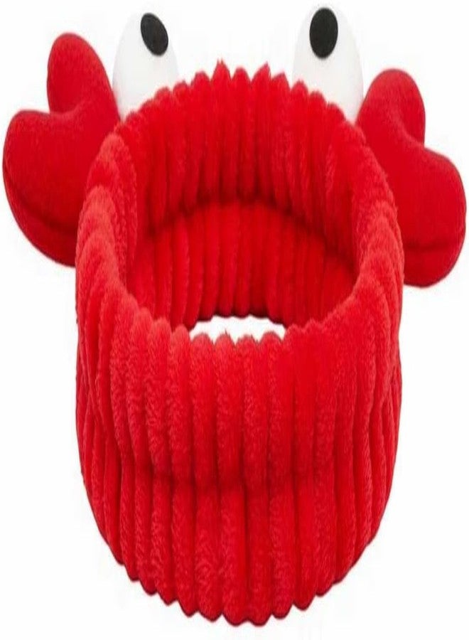 Pxiryanlow 1 Pc Red Crab Face Wash Headband Cute Soft Facial Makeup Hair Band Elastic Head Band Creative Hair Accessorie for Women Skincare Shower - Image 1