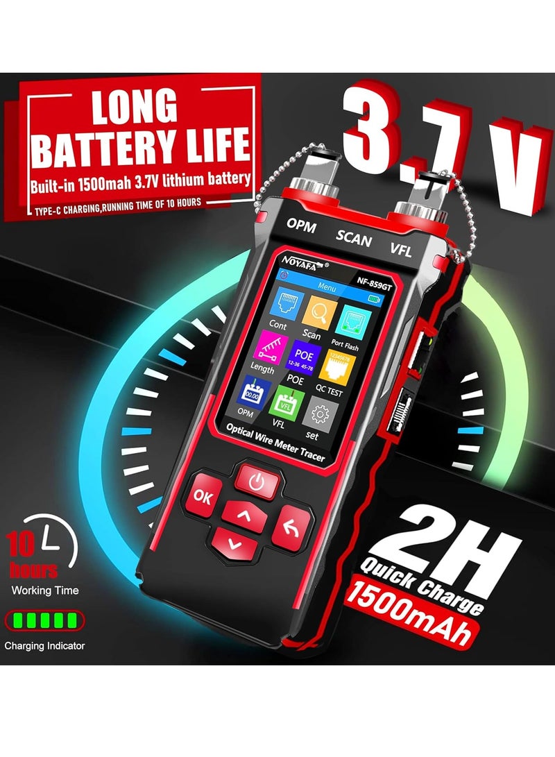 NOYAFA NF-859G Network Cable Tester with Optical Power Meter 10mw VFL,for RJ45 RJ11 CAT5 CAT6 POE/Phone Lines CAT3, LAN Tone Probe Kit NCV&Ethernet Wire Tracer Fiber Tester Network Tools - Image 2