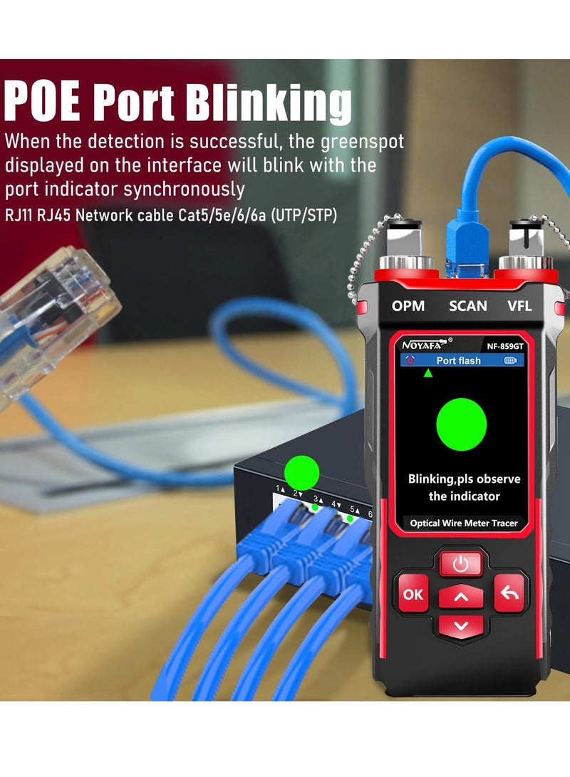 NOYAFA NF-859G Network Cable Tester with Optical Power Meter 10mw VFL,for RJ45 RJ11 CAT5 CAT6 POE/Phone Lines CAT3, LAN Tone Probe Kit NCV&Ethernet Wire Tracer Fiber Tester Network Tools - Image 4