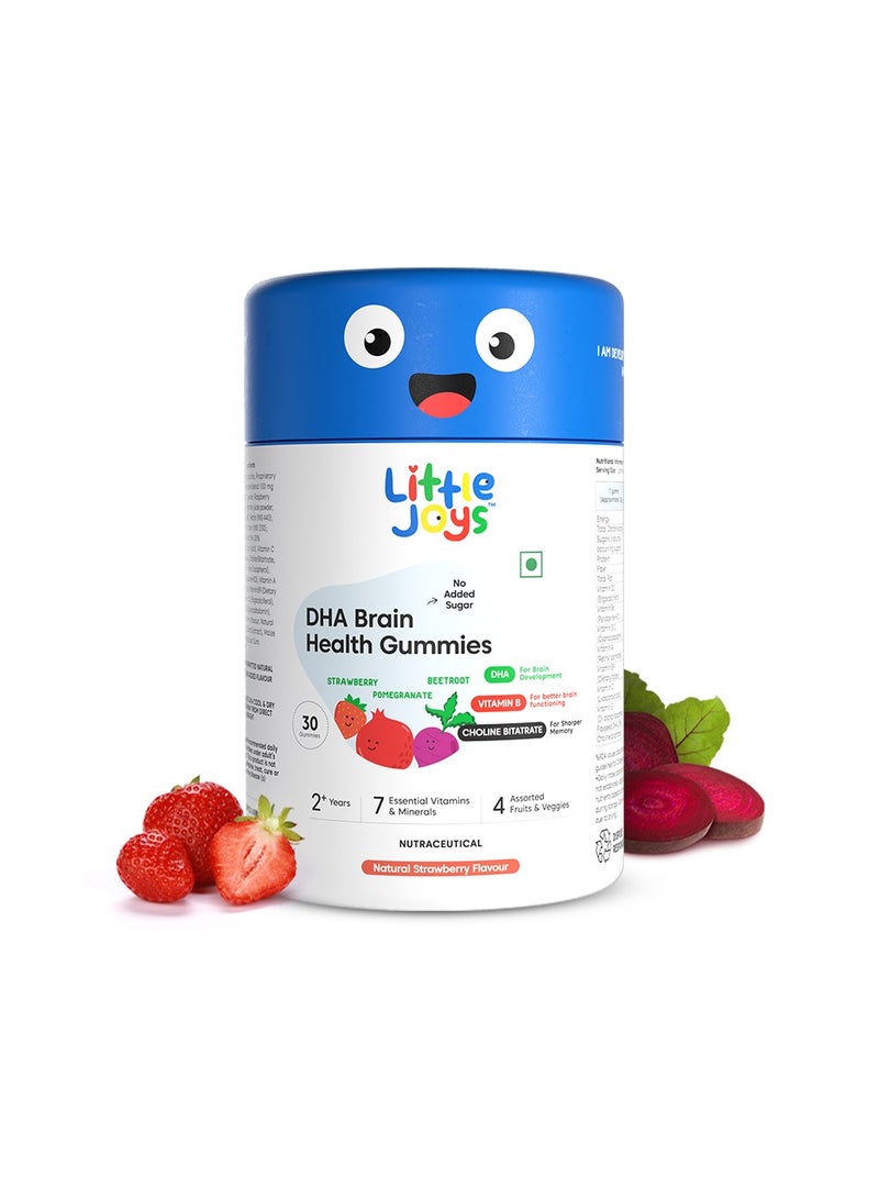 Little Joys Dha Brain Health Gummies For Kids  2-6 Years Natural Strawberry Flavour 102g  - Image 1