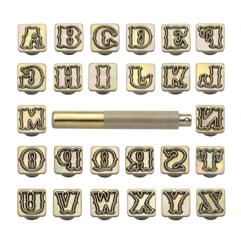 Yoption Yoption 27Pcs Capital Letter Leather Stamps Kit 12  13mm Alphabet Leather Craft Stamping Tools Set 