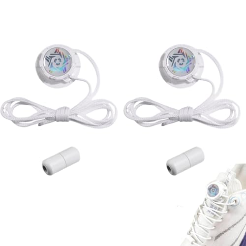 FFZDENA 1 Pair No Tie Shoe Laces, 2 Pcs White Shoe Laces With Metal Capsule And Knob, Elastic Laces For Shoes, Dial Lace Shoes For Men, Auto Lace Shoes For Hiking, Surfing, Running, Walking, Formal Shoes - Image 1