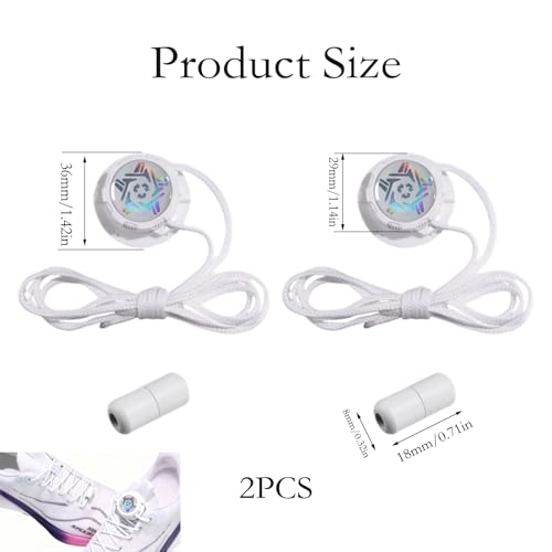 FFZDENA 1 Pair No Tie Shoe Laces, 2 Pcs White Shoe Laces With Metal Capsule And Knob, Elastic Laces For Shoes, Dial Lace Shoes For Men, Auto Lace Shoes For Hiking, Surfing, Running, Walking, Formal Shoes - Image 2