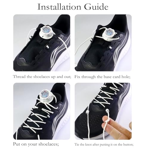 FFZDENA 1 Pair No Tie Shoe Laces, 2 Pcs White Shoe Laces With Metal Capsule And Knob, Elastic Laces For Shoes, Dial Lace Shoes For Men, Auto Lace Shoes For Hiking, Surfing, Running, Walking, Formal Shoes - Image 3