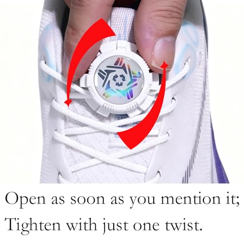 FFZDENA 1 Pair No Tie Shoe Laces, 2 Pcs White Shoe Laces With Metal Capsule And Knob, Elastic Laces For Shoes, Dial Lace Shoes For Men, Auto Lace Shoes For Hiking, Surfing, Running, Walking, Formal Shoes - Image 5