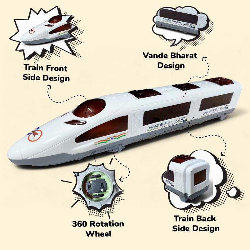 SMART BOY High Speed Bullet Trains for Kids with 3D Flashing Lights & Funny Musical Sounds Speed Train (White,105) - Image 2