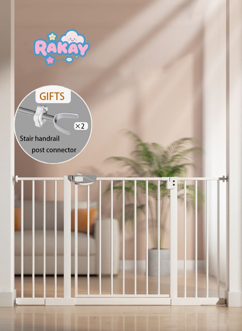 RAKAY Auto Close Safety Baby Gate, Maximum Width is 144cm Including 10+20+30cm Extension Rack, Dog Gate for Stairs， Extra Wide Child Gate（76-144cm） - Image 1